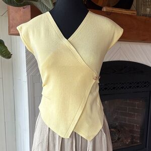 Chic Yellow V-Neck Wrap Sweater